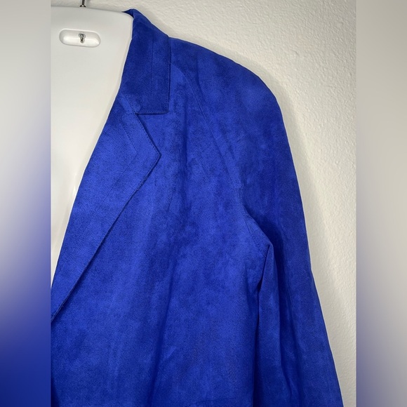 Vintage Lilli Ann Ultrasuede Blazer Royal Blue Sz L 💙 - Picture 3 of 6